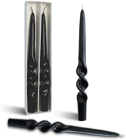 Twisted Taper Candle Smokeless Candles Black Spiral Candlesticks 9.5 Inch Unscented Handmade Long-Lasting Burn Dinner Candles Set for Holiday Wedding Party Seasons Home Decoration by BALEAGCDL