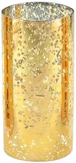 WGVI Hurricane Candle Holder Sleeve, W: 3", Ht: 6", Gold Speckled Glass Cylinder Open Both Ends, Chimney Tube Shade, 1 Piece by WGVInternational-OpusGlassware