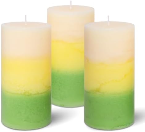 Pillar Candles, Freesia Scented Candles 70+Hour Long Lasting Burn Time, 3 X 6 Inches Candles for Wedding Home Décor, Set of 3 by Cafemoon
