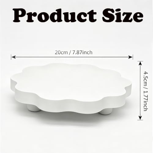 2 Pcs Scalloped Wood Display Risers,Rustic Wooden Pedestal Stand, Candle Stands Holder, Wooden Riser for Figures, Dessert Cupcake Tray for Party, Display Artwork collectibles for Decoration and Organize (White, 7.87 Inch) - Image 2