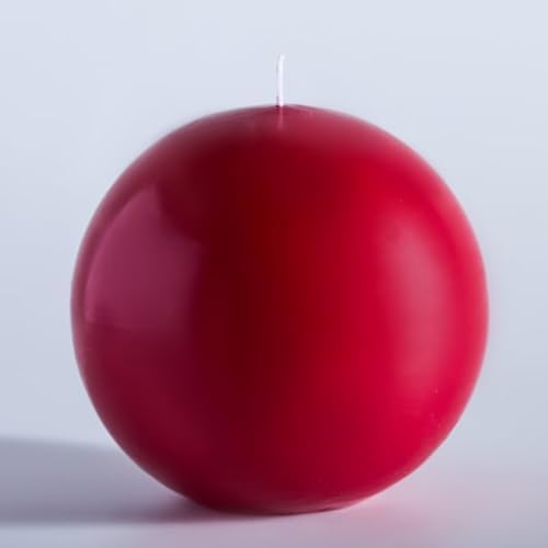 MOZEAL Hand-Poured, 6 Inch Red Large Round Ball Candles - Elegant Red Round Pillar Candles, Dripless, Unscented, Smokeless, Ideal for Valentine's Day and Christmas. by MOZEAL