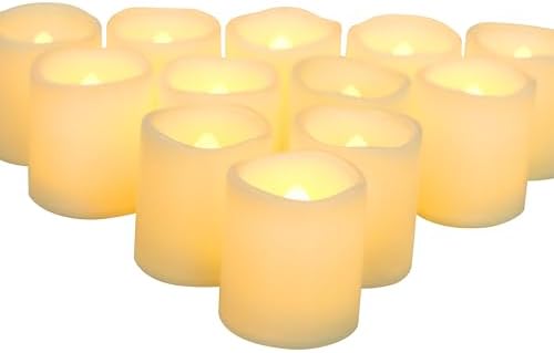 Battery Operated Flameless LED Votive Candles Warm White Light 12 PCS by CANDLE+CHOICE