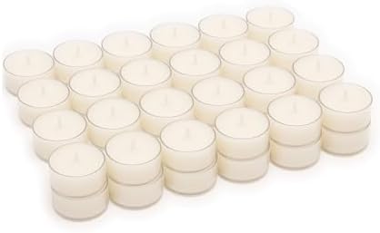Stonebriar 48 Count White Unscented Smokeless Long Burning Clear Cup Tea Light Candles with 8 Hour Burn Time by StonebriarCollection