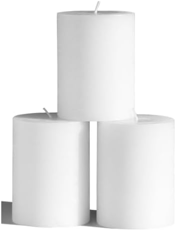 CANDWAX 3x4 inch Pillar Candles Set of 3 – Unscented Dripless Rustic White Candles for Wedding Decor, Events, Centerpieces by CANDWAX