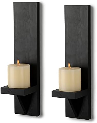 OwnMy 2PCS Wood Wall Candle Sconces Rustic Wall Mount Pillar Candle Sconces by OwnMy