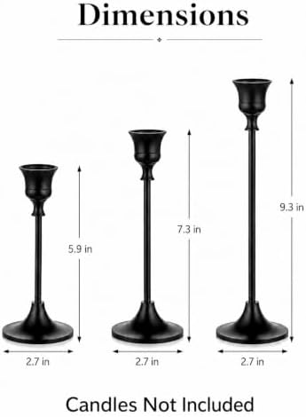 Romadedi Candlestick Holder Matte Black Candle Holder Set of 3 Decorative Candle Holder for Taper Candle for Fireplace Mantel Dinning Table Home Decorations Black 1 Set - Image 4