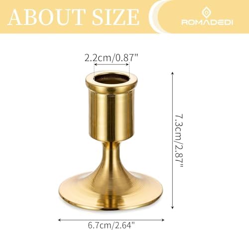 Romadedi Gold Candlestick Candle Holders for Taper, 2 PCS Gold Brass Color Candle Stick Candle Holder for Table Centerpiece, Wedding Reception, Festive Christmas Mantel Decoration or Home Decor - Image 5