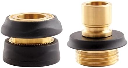 Gilmour 2pc Hose Connector Set, Brass Garden Hose Quick Connect Fittings for Hoses, Nozzles and Sprinklers by Gilmour