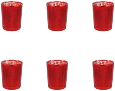 6pcs Red Glass Tea Light Holders - Votive Candle Holders Bulk for Weddings Events - Glass Votives for Wedding Centerpieces, Christmas, Thanksgiving - Candle Accessories Decor (6, Red) by BTGLLAS