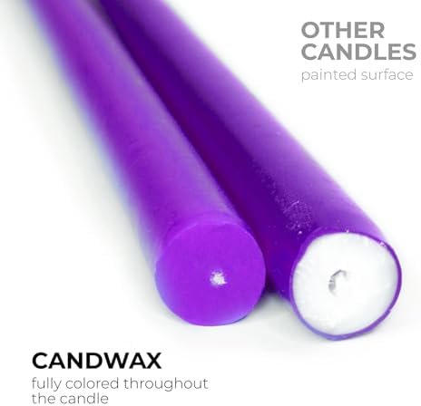 CANDWAX 12 inch Purple Taper Candles Set of 12 - Unscented Smokeless Dripless Tapered Candle Sticks - Taper Candlesticks for Special Occasions and Ordinary Dinners - Purple Tapered Candles - Image 2
