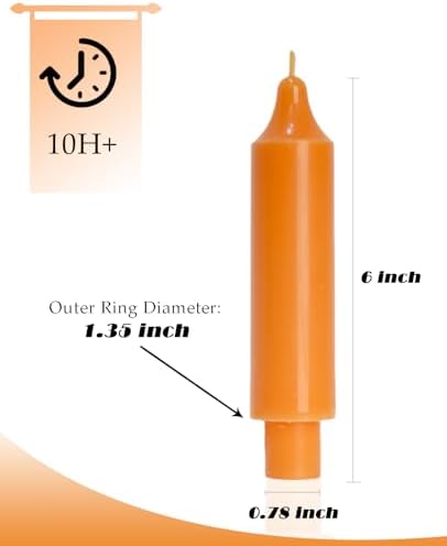 Short Taper Candle Sticks Halloween Candles 6 inch Unscented Dinner Candle Dripless for Home Decor,Set of 4,Orange - Image 4