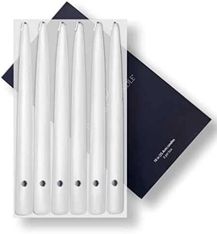 Colonial Candle Unscented Taper Candle, Handipt Collection, White, 10 in, Pack of 6 Candlesticks - Up to 8 Hours Burn by ColonialCandle
