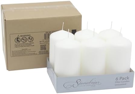 Stonebriar Unscented White Tall Pillar Candles, 65 Hour Burning Candle Pillars, Perfect for Decor, Weddings, Emergencies 3" X 6", 6 count - Image 2