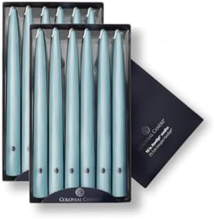 Colonial Candle Unscented Taper Candle, Handipt Collection, Coastal Blue, 10 in, Pack of 12 - Up to 8 Hours Burn by ColonialCandle