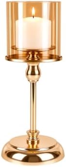 Medium Gold Hurricane Candle Holder, 11.81" Candlestick by Home