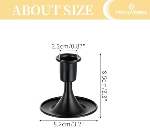 Black Candlestick Candle Holders for Taper ：12 PCS Romadedi Candle Stick Holder Set Vintage Table Centerpiece Halloween Decoration Wedding Christmas Fireplace Mantel Home Deocr - Image 5
