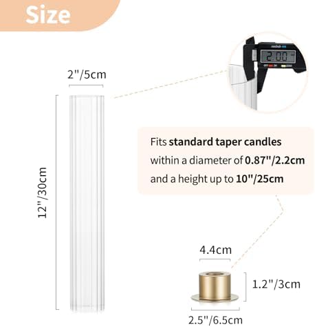 NUPTIO Hurricane Glass Candle Holders, Set of 18 Gold Taper Candle Holders - Image 3