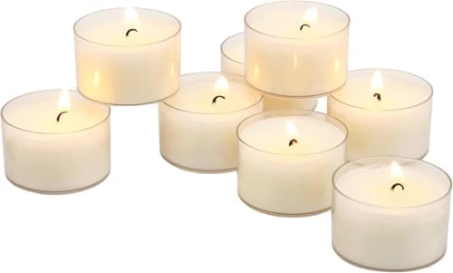 Stonebriar Bulk 96 Pack Unscented Smokeless Long Burning Clear Cup Tea Light Candles with 8 Hour Extended Burn Time, White by StonebriarCollection