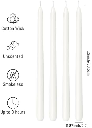 Viyffo Taper Candles, 12 Inch, 4 Pack, White Unscented, Smokeless Design - Image 2