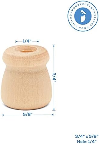 Bean Pot Candle Cups, 5/8 Inch, 1/4 Inch Hole, Pack of 100 Unfinished Wood Candle Holders, Wood Turnings for Crafts, by Woodpeckers - Image 2