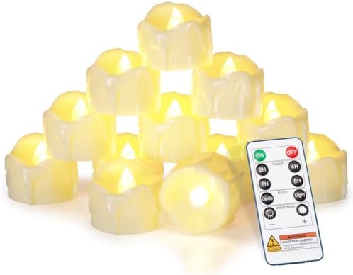 Homemory 12-Pack Remote Flameless LED Battery Tea Light Candles, 400+Hrs by Homemory