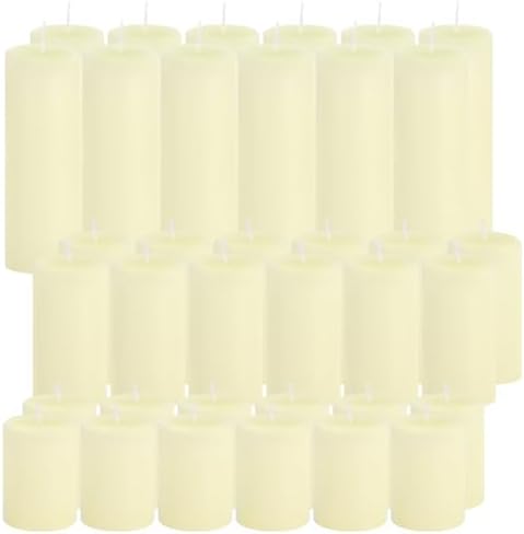 36 Pcs Ivory Pillar Candles Bulk Set，Hurricane Candles，3 Different Lengths 2 x 3/4/6 Inch (12 Each)，Dripless Unscented Smokeless，Gives You a Better Atmosphere When Organizing an Event Party. by Trxvxo