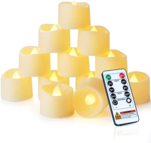 Homemory 12-Pack Remote Flameless LED Battery Tea Light Candles, 400+Hrs by Homemory