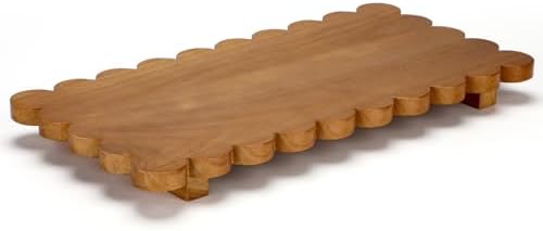 Yookeer Scalloped Wood Riser, Walnut Color, 16'' X 8'' X 1.4'', Square by Yookeer