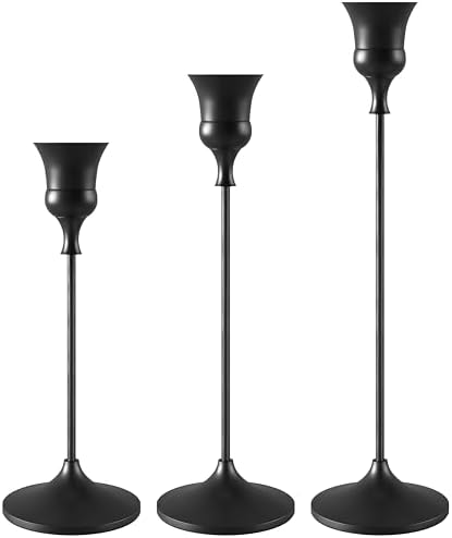 Showin Candlestick Holders Black, 3 Packs Taper Candle Holder for Candlesticks, Candle Sticks Holder Decor for Home Decor by Showin