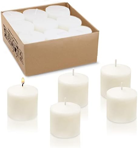8 Hour Ivory Votive Candles for Weddings Party Spa & Emergency, Set of 9 Unscented Bulk Candles for Restaurants & Home Decoration, 1.25 Inch, 9 Pack by Unknown