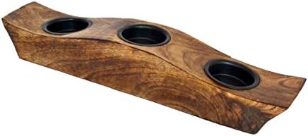 eTroves Wooden Tealight Candle Holder Set - Mango Wood Boat Tea Light Votive Candle Holders - Personalized Wood Tealight Holders for Rustic Wedding Birthday Anniversary Party - Image 7