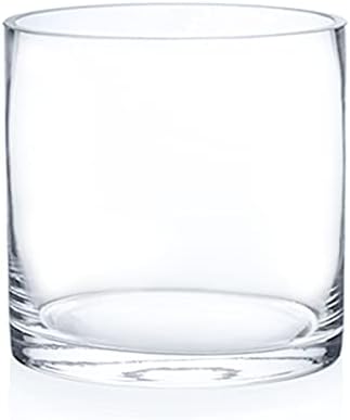 Enova Floral Clear Glass Cylinder Vase 5 x 5 Inches Round Flower Vase, Pillar Candle Hurricane Floating Candle Holder Vase, Small Floral Glass Vase for Decoration Home, Wedding Centerpiece (1 Piece) by EnovaFloralInc