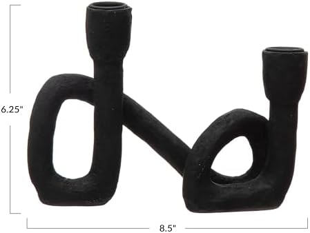 Bloomingville Decorative Resin Double Taper Candle Holder, Black - Image 2