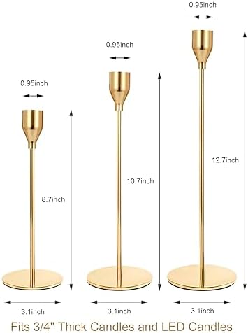 NLBTW Gold Taper Candle Holders, Set of 3 Metal Candlestick Holders for Candle Sticks Holder Decor, Ideal for Mantle Table Centerpiece, Weddings, Dining, Housewarming Gift & Anniversaries - Image 5