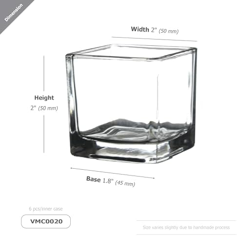 WGV 2 Inch Tea Light Votive Candle Holder, Clear, Square Cube 2”x2”, Small Tiny, Home Décor, Table Top, 1 Pc - Image 2