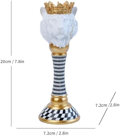 Checkered Animal Candle Holders, Resin Black White Checkered Tiger Head Candlestick Holders, Cute Black-and-White Pillar Candle Stand Home Decorations (Tiger) - Image 6