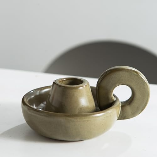 Candle Holder Ceramic Candlestick Holder, Candlelight Stand for Spell Candles, Taper Candles, and Incense, Halloween Christmas Dining Room Home Decoration Display - Image 2