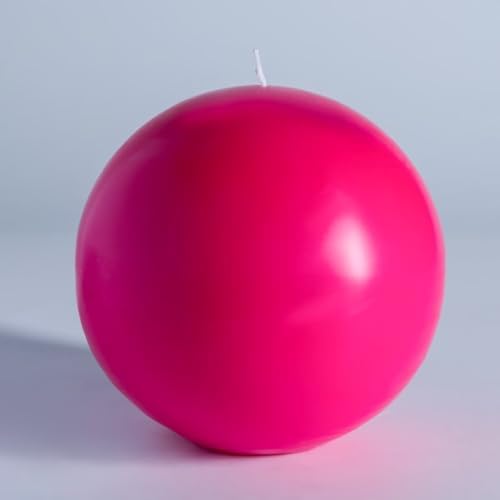 MOZEAL Hand-Poured, 6 Inch Hot Pink Large Round Ball Candles - Elegant Hot Pink Round Pillar Candles, Dripless, Unscented, Smokeless, Ideal for Parties and Celebrations. by MOZEAL