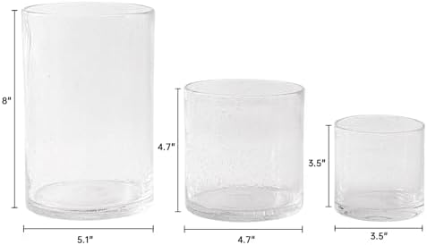 NITIME Hurricane Candle Holder Set of 3 Clear Candle Holders for Pillar Candles, Seeded Bubbles Glass Candle Holder for table centerpiece, Glass Cylinder Vases for Home, Patio and Wedding 8"4.7"3.5"H - Image 2