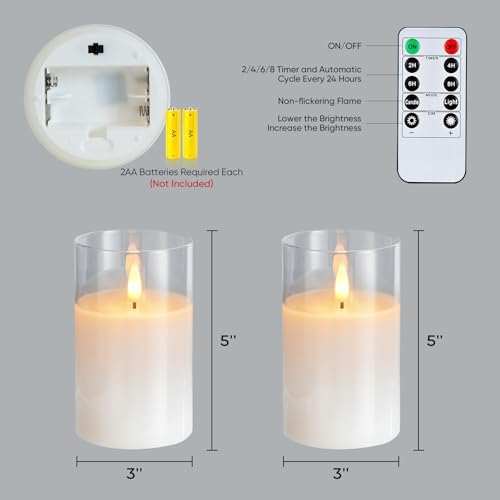 Amagic 3"x5" White Glass Flameless LED Candle Battery Operated with Control - Image 5