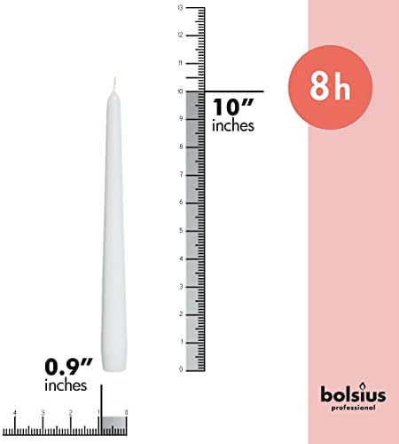 BOLSIUS Long Household White Taper Candles - 10-inch Unscented Premium Quality Wax - 8 Hours Long Burning Dripless Candles Bulk Pack of 60 for Home Decor, Wedding, Parties and Special Occasions - Image 2