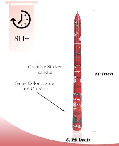 Christmas Taper Candles Red Taper Candles Candlestick Christmas Party Gift Winter Holiday Dinner Table Decorations,10inch,Set of 2,CHC - Image 6