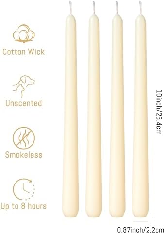 Viyffo Taper Candles, 10 Inch, 4 Pack, Ivory Unscented Smokeless Design - Image 3