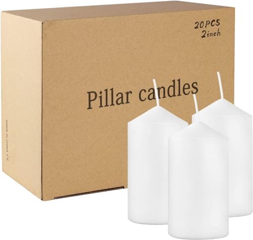 Howemon 20 Pcs Bulk Long Burning Wax Pillar Candles 2" x 4" Dripless Unscented Smokeless for Wedding Party Spa Lantern Fireplace Home(White) - Image 7