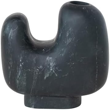 Bloomingville Marble Organic Shaped Footed Taper Holder, Black by Bloomingville