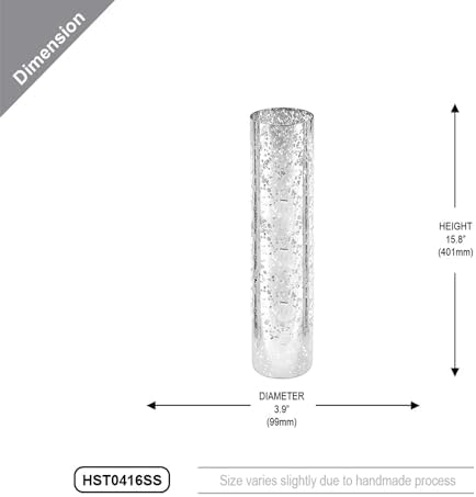 WGVI Hurricane Candle Holder Sleeve, W: 4", Ht: 16", Silver Speckled Glass Cylinder Open Both Ends, Chimney Tube Shade, 6 Pieces - Image 2