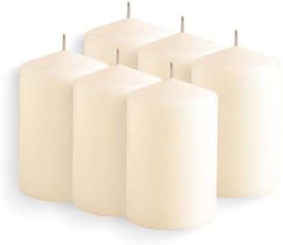 Simply Soson Ivory Pillar Candles 3x4, Set of 6, Unscented Bulk Pack by SimplySoson