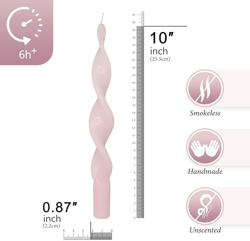 10 Inches Spiral Taper Candles Colorful Twisted Candle Dripless Long Candles, Handmade Candlesticks for Wedding Dinner Decor, Set of 4(Gradient Pink) - Image 2