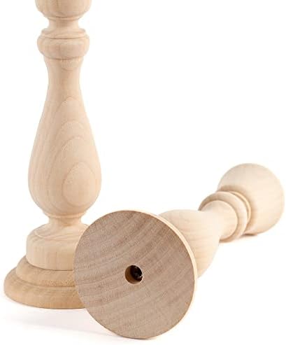 Unfinished Natural Wood Candle Sticks Set by Factory Direct Craft - Set of 2 Wooden Candle Holders for DIY Crafts and Decorating Made in USA (Sizes 6-3/4"H) - Image 2