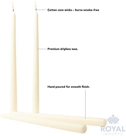 Royal Imports Unscented Taper Candles 12 Inch Ivory 9HR Burn Time Set of 12 - Image 4